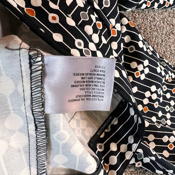 Worthington Women's Ankle Pant.  Black with Orange/Gray Circle Design.  Size 12 - Picture 6 of 6